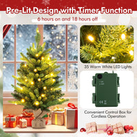 60/90cm Pre-Lit Artificial Christmas Tree with 35/50 LED Lights