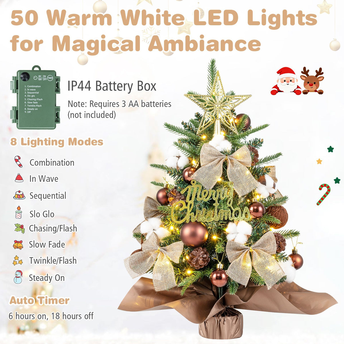 60 cm Tabletop Christmas Tree with Ornaments