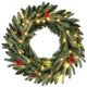 60cm Pre-lit Christmas Wreath Set of 1/2 with 90 Frosted Branch Tips and 20 Warm White LED Lights