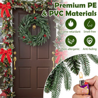 60cm Pre-lit Christmas Wreath Set of 1/2 with 90 Frosted Branch Tips and 20 Warm White LED Lights
