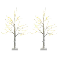 Mini Christmas Tree, 60CM Pre-lit Artificial Tabletop Birch Tree