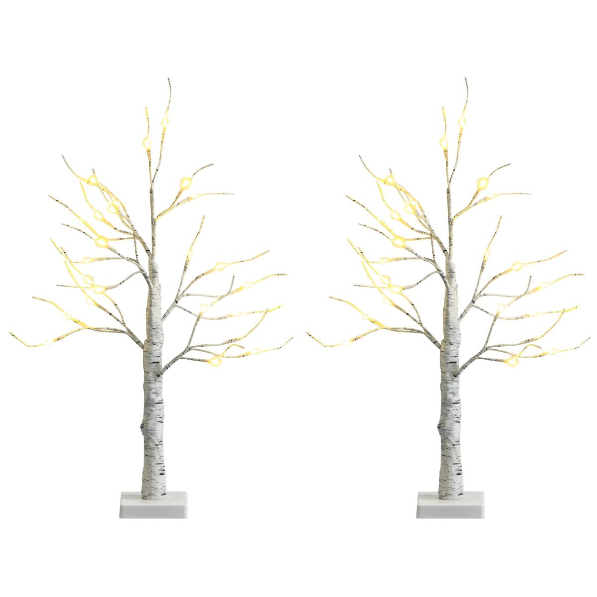 0.6/1.2/1.5/1.8 M Artificial Twig Birch Tree with 48/72/96 Warm White LED Lights for Christmas