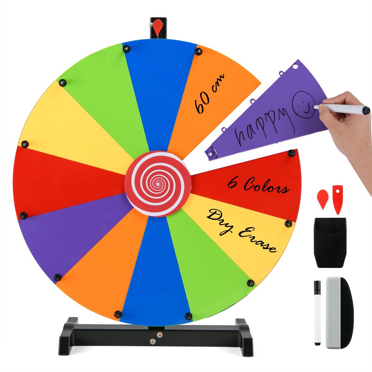 60cm Tabletop Prize Wheel Heavy Duty Spinning Wheel with Stand