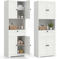 Tall Bathroom Cabinet, Freestanding Storage Cabinet with 4 Doors & 1 Drawer
