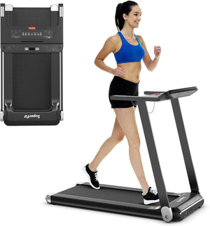 Folding Treadmill, Max 12.0 km/h, 2.25HP Electric Walking Pad, Compact Running Jogging Machine w/ 12 Preset Programs