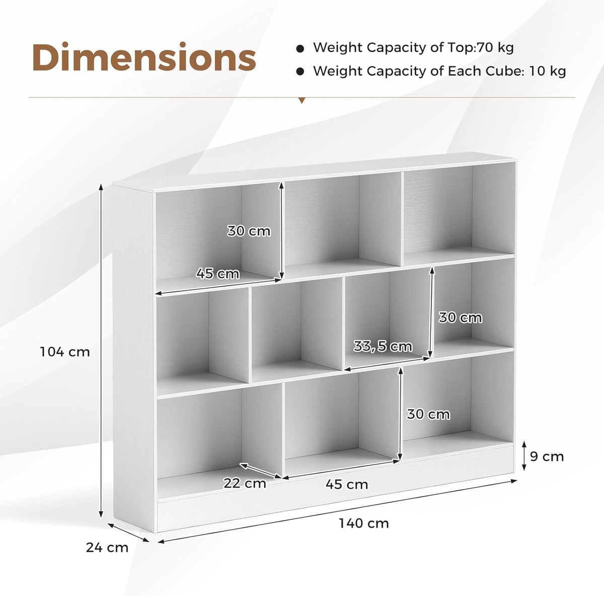 8/10 Cube 3-Tier Bookshelf Storage Organizer Wood Display Shelf Living Room