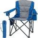 Oversized Camping Chair, Portable Folding Chair with Zippered Cooler Pouch & Cup Holder