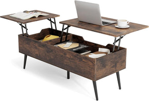 Heavy-Duty Metal Frame Tea Table Center Table w/Hidden Compartments
