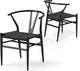 Ginatex Wishbone Dining Chair Set of 2, Mid-Century Modern Weave Armchairs w/Y-Shaped Backrest