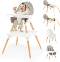 Convertible Table Chair Set w/Building Block Table, Safety Harness, Removable Tray