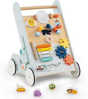 8-in-1 Wooden Baby Walker, Push and Pull Learning Activity Center