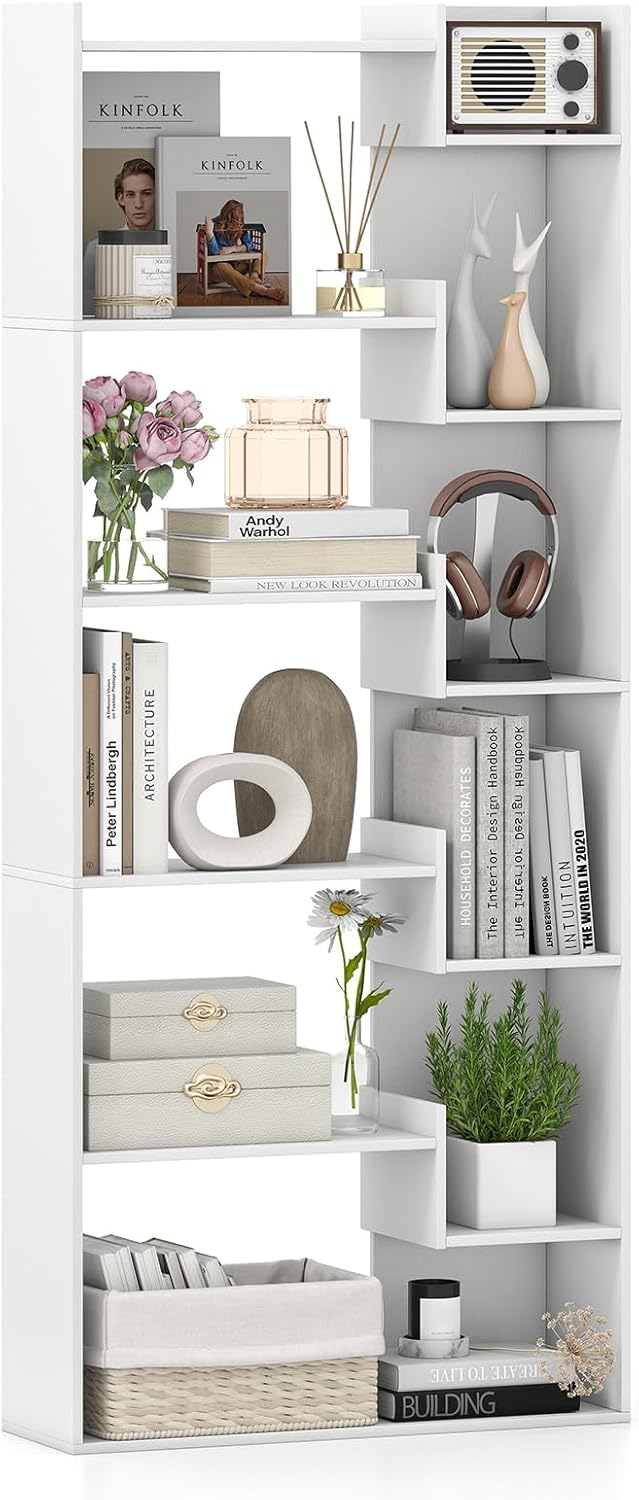 Giantex 6-Tier Bookshelf, Wooden Bookcase with 2 Anti-Tipping Kits