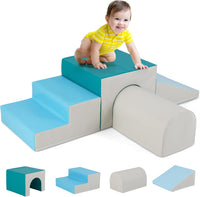 Kids Climb and Crawl Foam Block Play Set, 4-Piece Toddler Soft Building Blocks Structures Set for Children Development