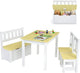 4-Piece Kids Table and Chair Set, Wood Activity Table with Toy Storage Bench