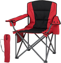 Oversized Camping Chair, Portable Folding Chair with Zippered Cooler Pouch & Cup Holder
