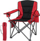 Oversized Camping Chair, Portable Folding Chair with Zippered Cooler Pouch & Cup Holder