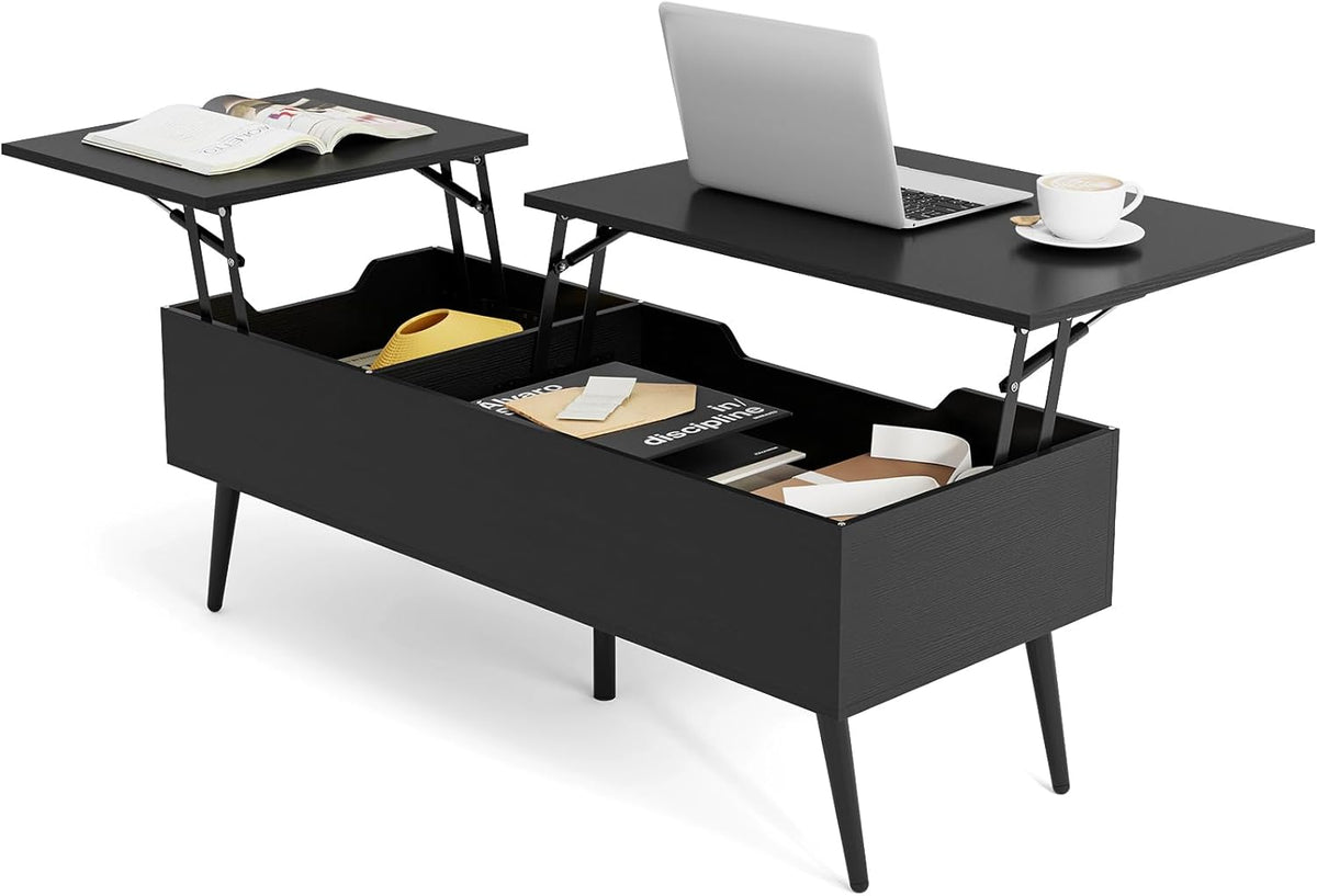 Heavy-Duty Metal Frame Tea Table Center Table w/Hidden Compartments
