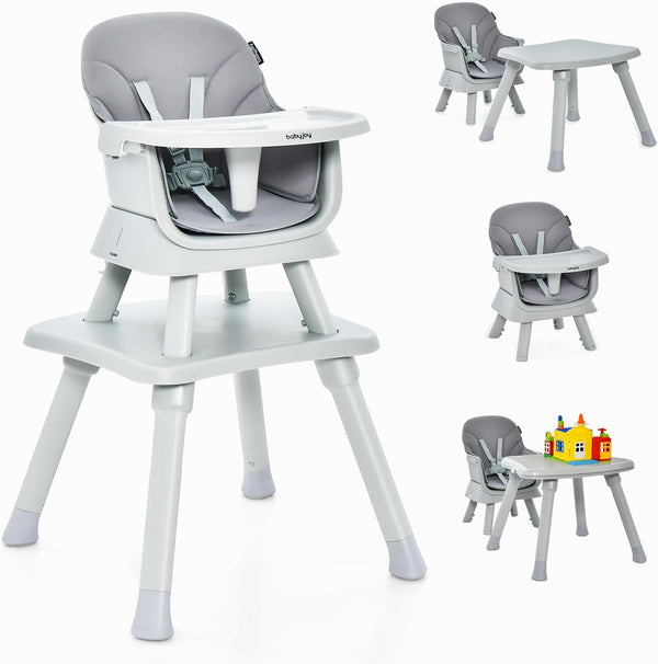8 in 1 Baby Highchair, Convertible High Chair for Infants w/Adjustable & Washable Tray