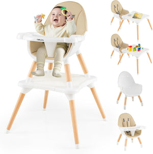 Convertible Table Chair Set w/Building Block Table, Safety Harness, Removable Tray