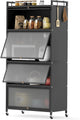 1.6 m Tall Freestanding Metal Pantry with 4 Flip-up Doors and 5-Tier