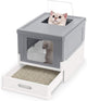 Foldable Cat Litter Box with Lid, Large Fully Enclosed Cat Toilet