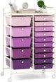 15-Drawer Rolling Storage Drawer Cart, Tools Scrapbook File Paper Craft Organizer Cart w/ Wheels