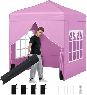 2 x 2 M Pop up Canopy Tent, Outdoor Patio Commercial Sunshade Shelter w/ 4 Sidewalls