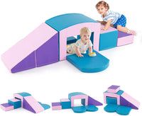 6 Pieces Foam Climbing Blocks with Tunnel Stairs and Ramp for 12 Months+