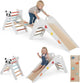 Foldable Panda-Themed Wood Montessori Climbing Set, Indoor Children Playground Jungle Gym