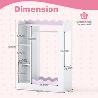 Kids Clothing Rack with Mirror, Children Dress Up Center w/Open Hanging Rack