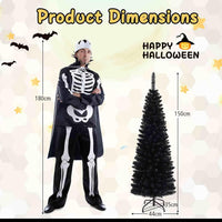 1.5/1.8/2.1/2.4/2.7 M Green Pencil Christmas Tree with 400 PVC Branch Tips and Foldable Sturdy Metal Stand