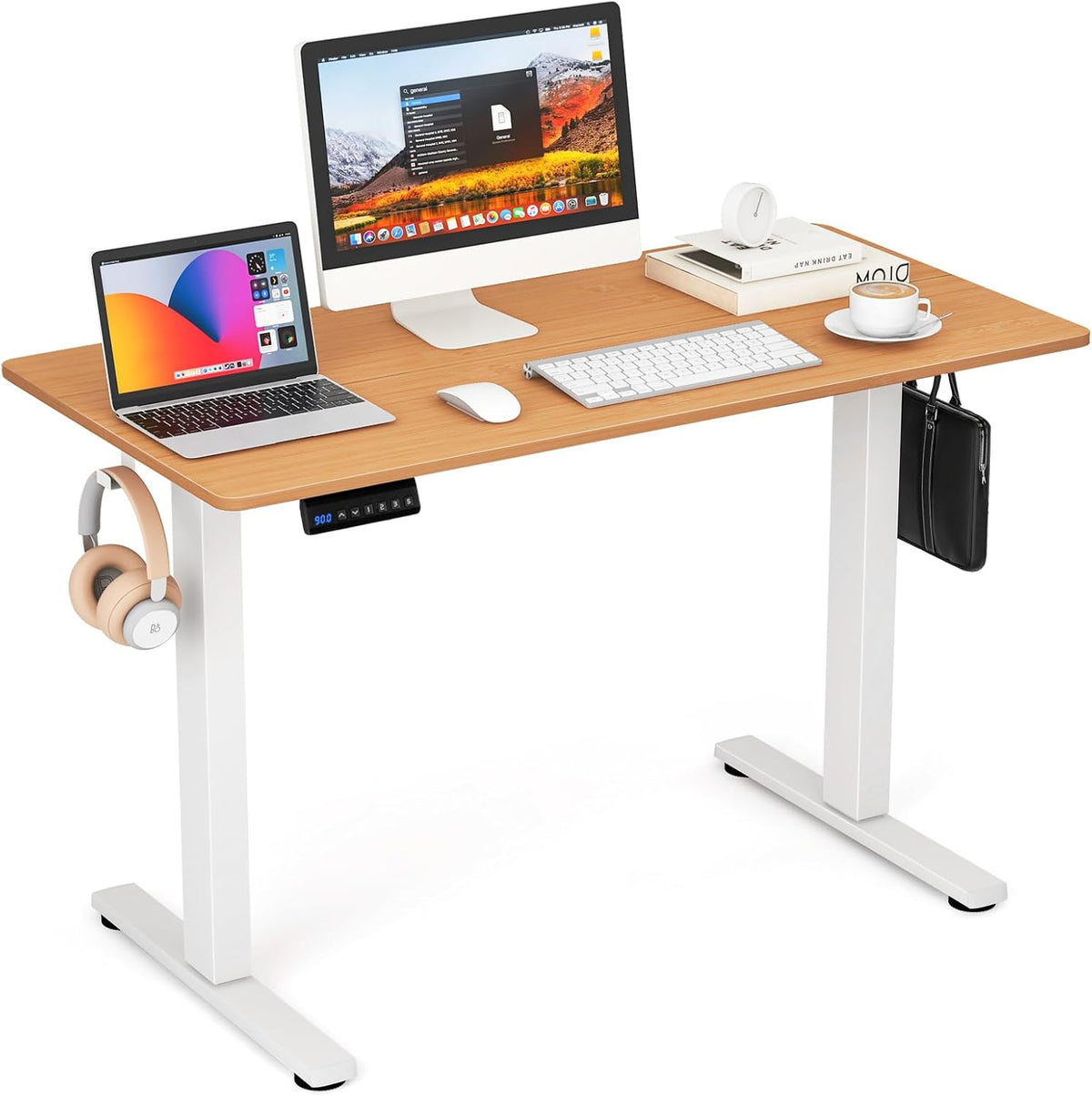 Electric Standing Desk with 3 Memory Height Settings and 2 Hanging Hook