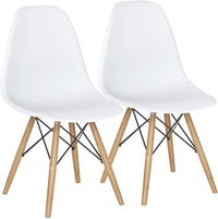 Giantex Eames Dining Chairs, Molded Shell Plastic Chairs w/Wood Legs & Ergonomic Backrest