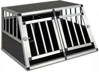 Travel Dog Crate Aluminum Dog Transport Box with Lockable Door Divider and Trapezoidal Design