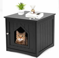 Cat Litter Box Enclosure, Covered Enclosed Kitty Litter Box Square, Small Litter Box Furniture Hidden