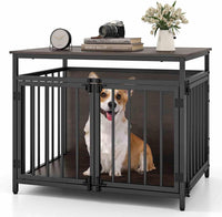 Furniture Style Dog Crate, Chew-Resistant Dog Cage with Three Doors & Hollow Top