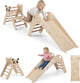 Foldable Panda-Themed Wood Montessori Climbing Set, Indoor Children Playground Jungle Gym