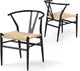 Ginatex Wishbone Dining Chair Set of 2, Mid-Century Modern Weave Armchairs w/Y-Shaped Backrest