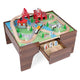 63-Piece Kids Wooden Train Table with Storage Drawer for Game Room