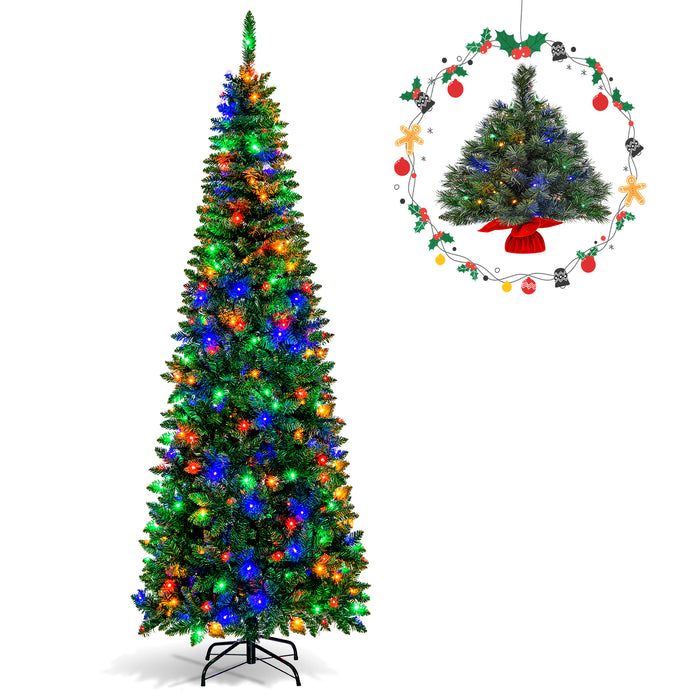 1.37/1.98/2.29 M Artificial Pencil Christmas Tree with Tips and LED Lights