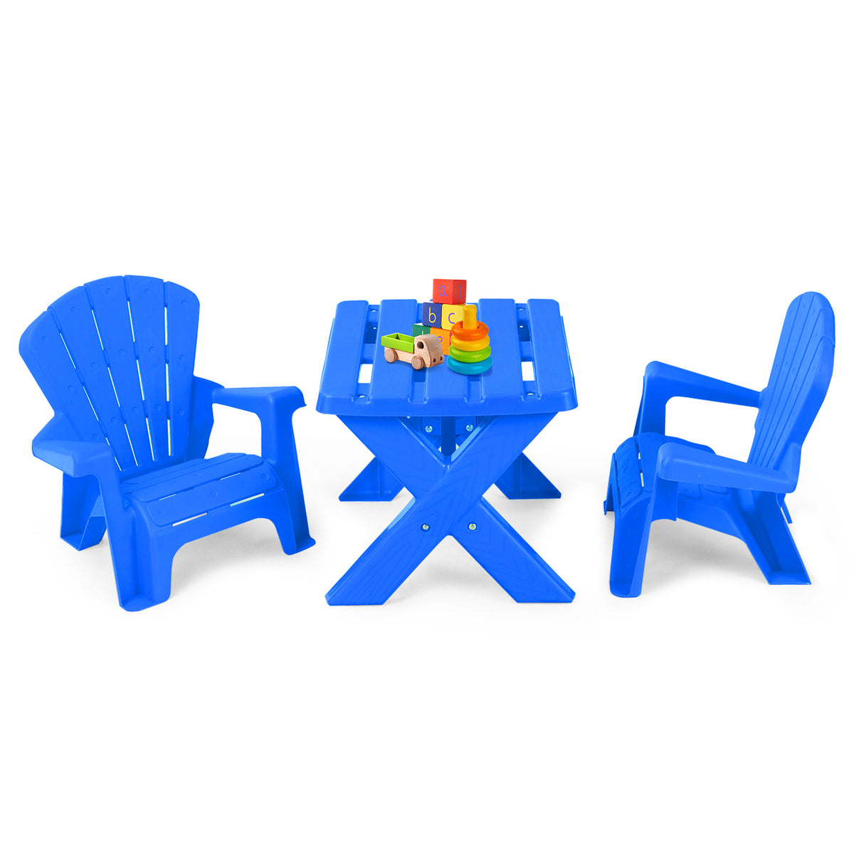 Kids Plastic Table with 2 Adirondack Chairs Set