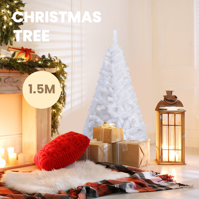 White Christmas Tree, Artificial Xmas Decoration Tree with 650 PVC Branch Tips & Metal Stand