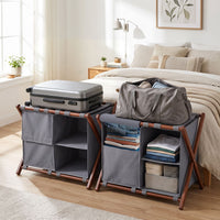 68 cm Bamboo Luggage Rack with Compartments