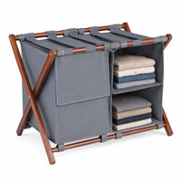 68 cm Bamboo Luggage Rack with Compartments