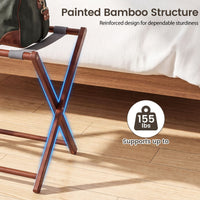 68 cm Bamboo Luggage Rack with Compartments