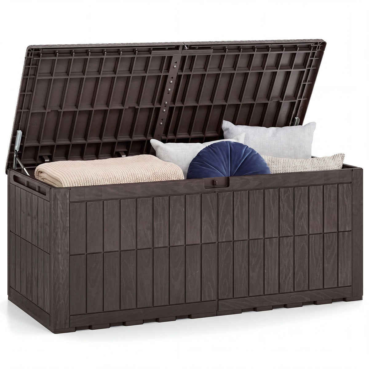 380/455/680L All Weather Patio Bench Storage Box Waterproof for Garden Tools