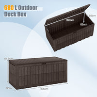 380/455/680L All Weather Patio Bench Storage Box Waterproof for Garden Tools