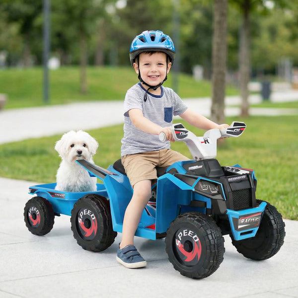 6V Kids Electric ATV Car with Removable Back Trailer