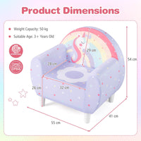 Kids Sofa Toddler Upholstered Armchair Unicorn Children Reading Chair