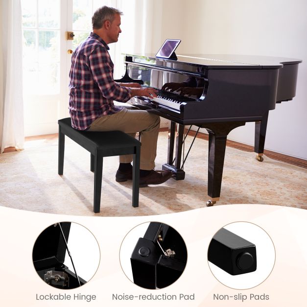 PU Leather 2-in-1 Duet Piano Bench with Music Storage and Padded Cushion